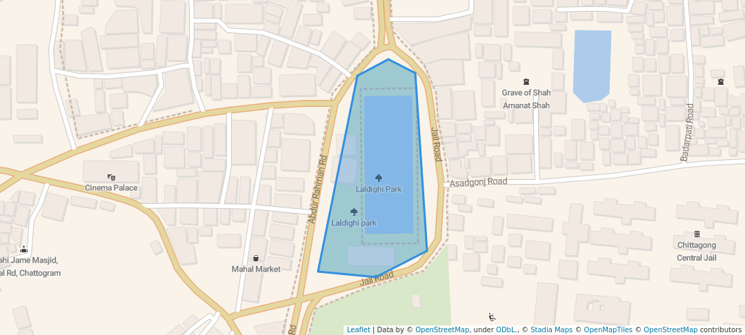 walking in Laldighi Park map in Chittagong