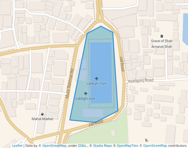 walking in Laldighi Park map in Chittagong