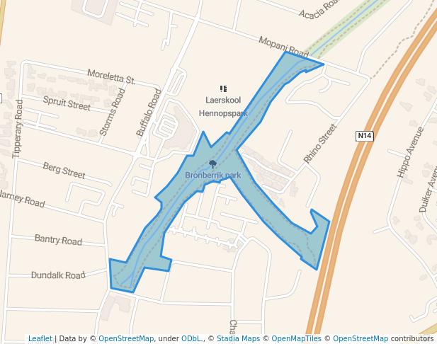 walking in Bronberrik park map in Centurion