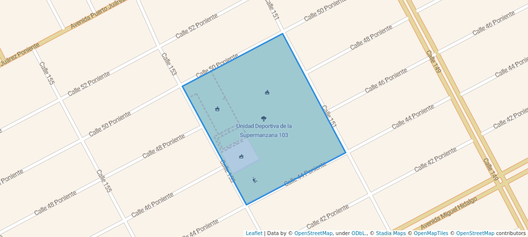 walking in Unidad Deportiva de la Supermanzana 103 map in Cancún