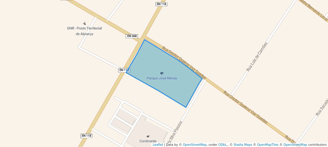 walking in Parque José Relvas map in Alpiarça