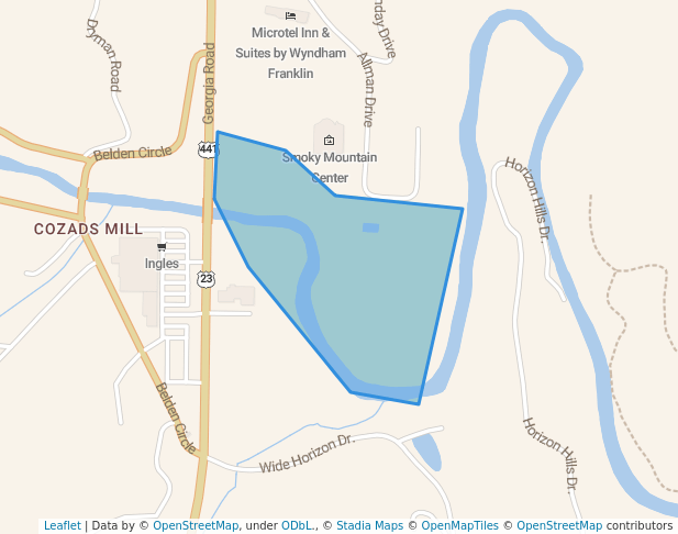 walking in Macon County Veterns Memorial Park map in Franklin