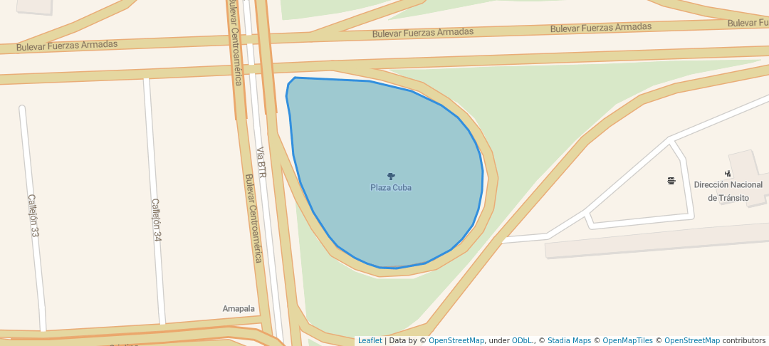 walking in Plaza Cuba map in Tegucigalpa