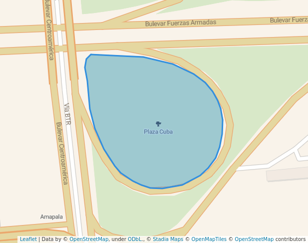 walking in Plaza Cuba map in Tegucigalpa