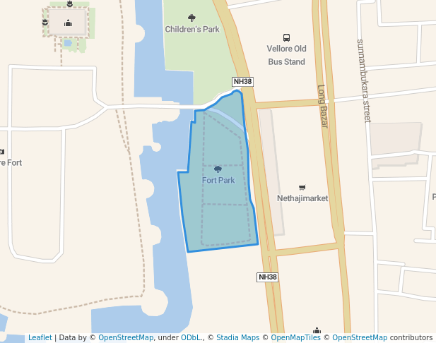 walking in Fort Park map in Vellore