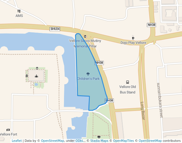 walking in Children's Park map in Vellore