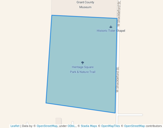 walking in Heritage Square Park & Nature Trail map in Sheridan
