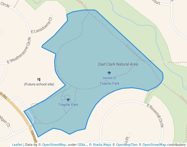 walking in James G. Toepfer Park map in Highlands Ranch