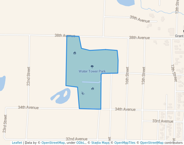 walking in Water Tower Park map in Menominee