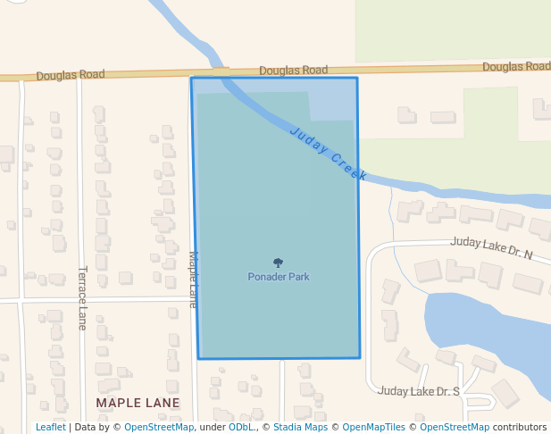 walking in Ponader Park map in South Bend