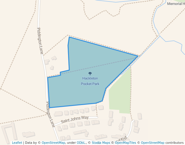 walking in Hackleton Pocket Park map in Piddington
