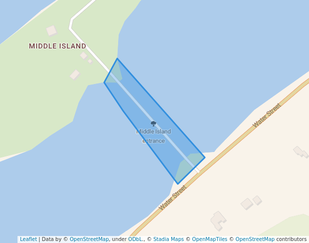 walking in Middle Island entrance map in Miramichi