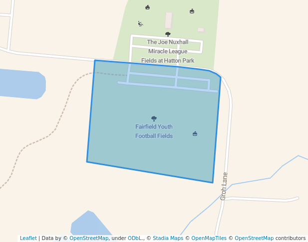 walking in Fairfield Youth Football Fields map in Fairfield