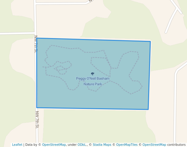 walking in Peggy O'Neil Basham Nature Park map in Williston