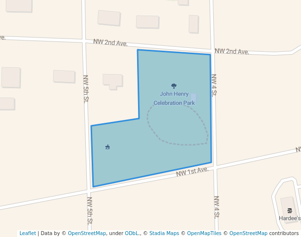 walking in John Henry Celebration Park map in Williston