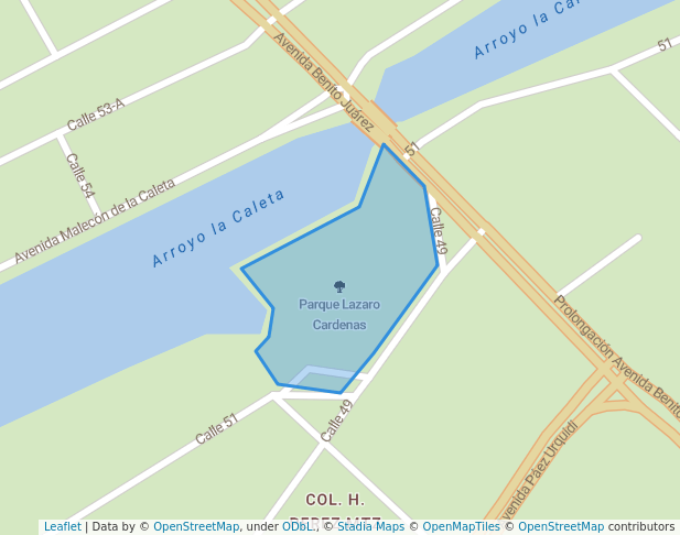 walking in Parque Lazaro Cardenas map in Ciudad del Carmen