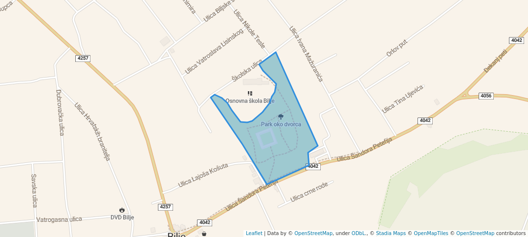 walking in Park oko dvorca map in Bilje