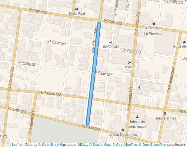 walking in Plaza en Honor a Indio Lempira map in San Pedro Sula