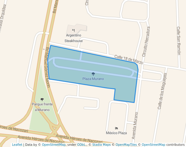 walking in Plaza Murano map in Irapuato