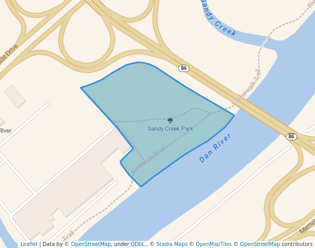 walking in Sandy Creek Park map in Danville