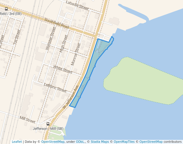 walking in John D. Dingell Park map in Ecorse