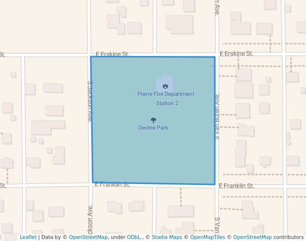 walking in Devine Park map in Pierre