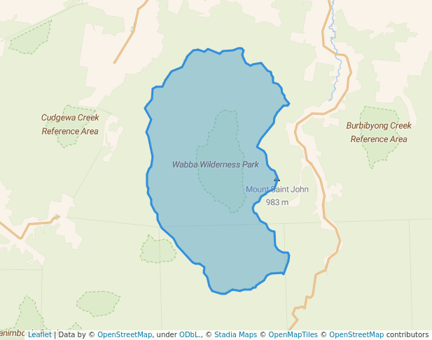 walking in Wabba Wilderness Park map in Towong
