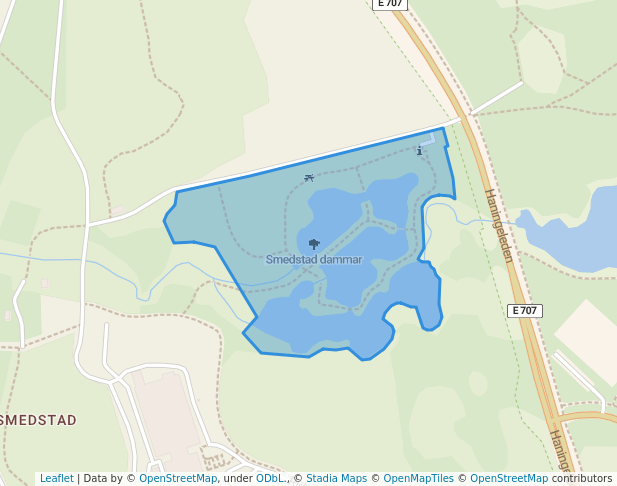 walking in Smedstad dammar map in Linköping