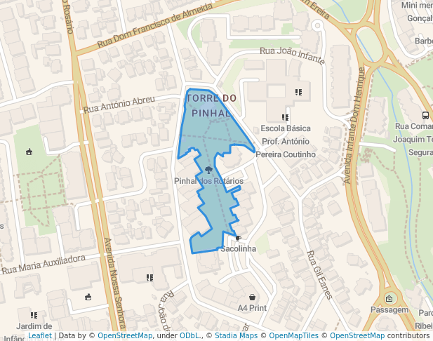 walking in Pinhal dos Rotários map in Cascais