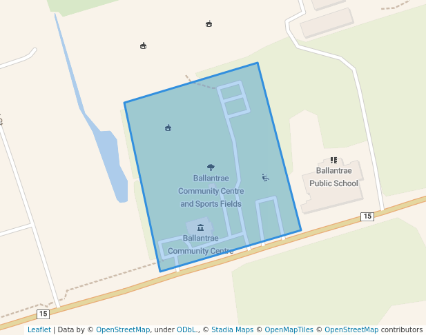 walking in Ballantrae Community Centre and Sports Fields map in Whitchurch-Stouffville