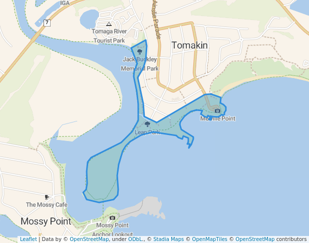 walking in Jack Buckley Memorial Park map in Tomakin