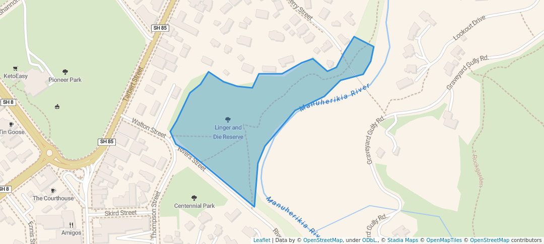 walking in Linger and Die Reserve map in Alexandra