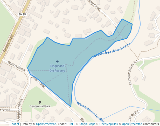 walking in Linger and Die Reserve map in Alexandra