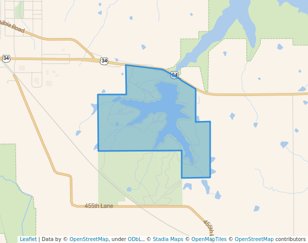 walking in Red Haw State Park map in Chariton