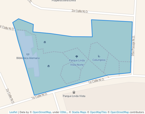 walking in Park Linda Vista Norte map in Managua