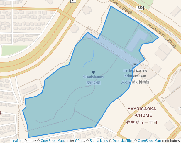 walking in 深田公園 map in Sanda