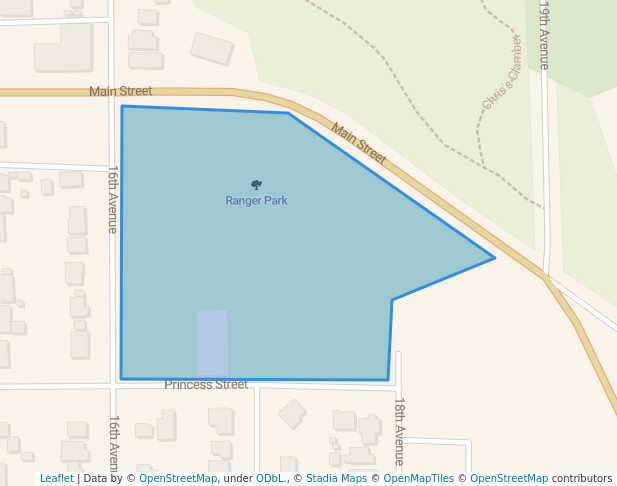 walking in Ranger Park map in Smithers