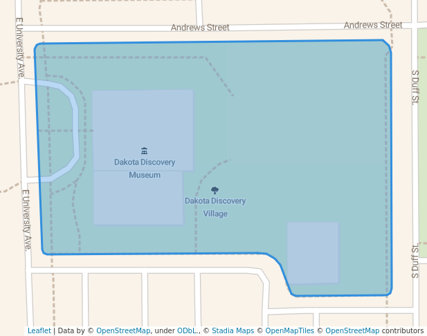 walking in Dakota Discovery Village map in Mitchell