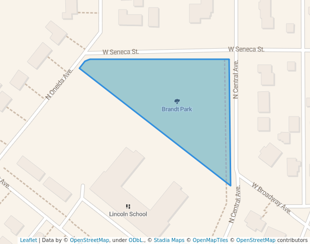 walking in Brandt Park map in Pierre