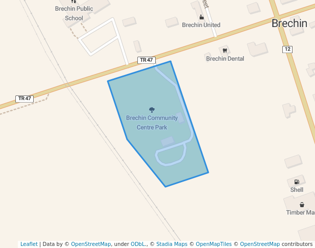 walking in Brechin Community Centre Park map in Brechin