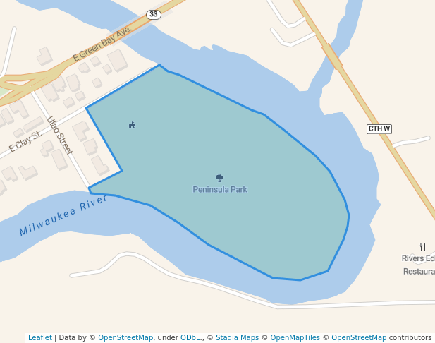 walking in Peninsula Park map in Saukville