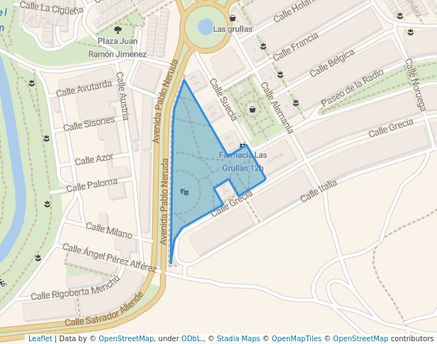 walking in Parque Pablo Neruda map in Badajoz