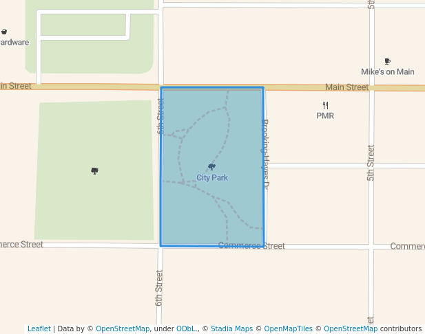 walking in City Park map in Palacios