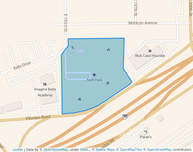 walking in Neff Park map in Cleveland