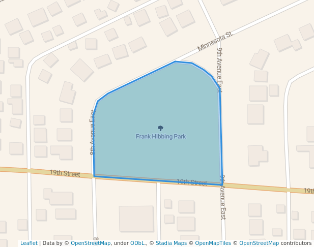 walking in Frank Hibbing Park map in Hibbing