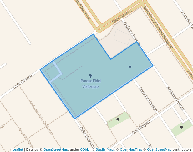 walking in Parque Fidel Velázquez map in Campeche