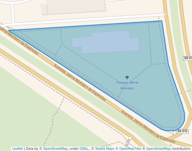 walking in Parque Jaime Montero map in Badajoz