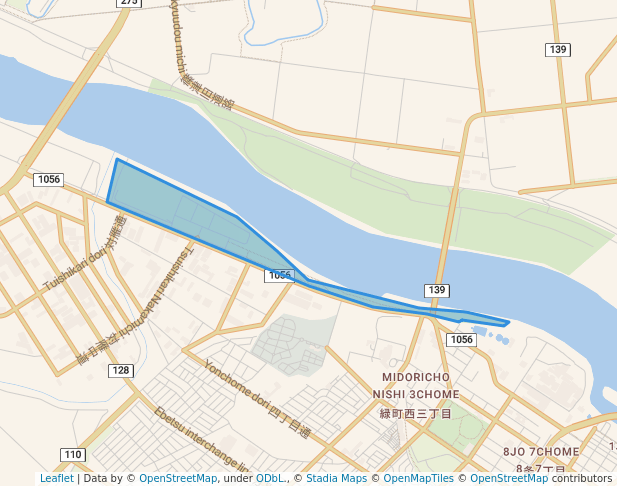 walking in 石狩川河川敷公園 map in Ebetsu