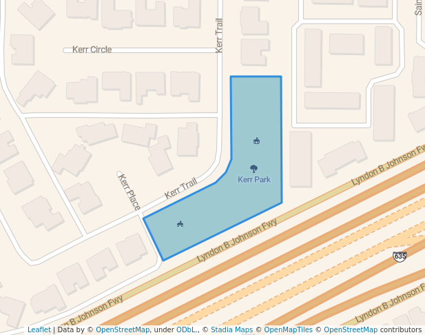 walking in Kerr Park map in Farmers Branch