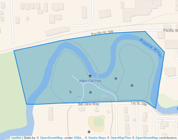 walking in Aitkin City Park map in Aitkin